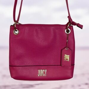Juicy Couture Magenta Pink Faux Leather Crossbody Bag Gold Hardware Y2K Style